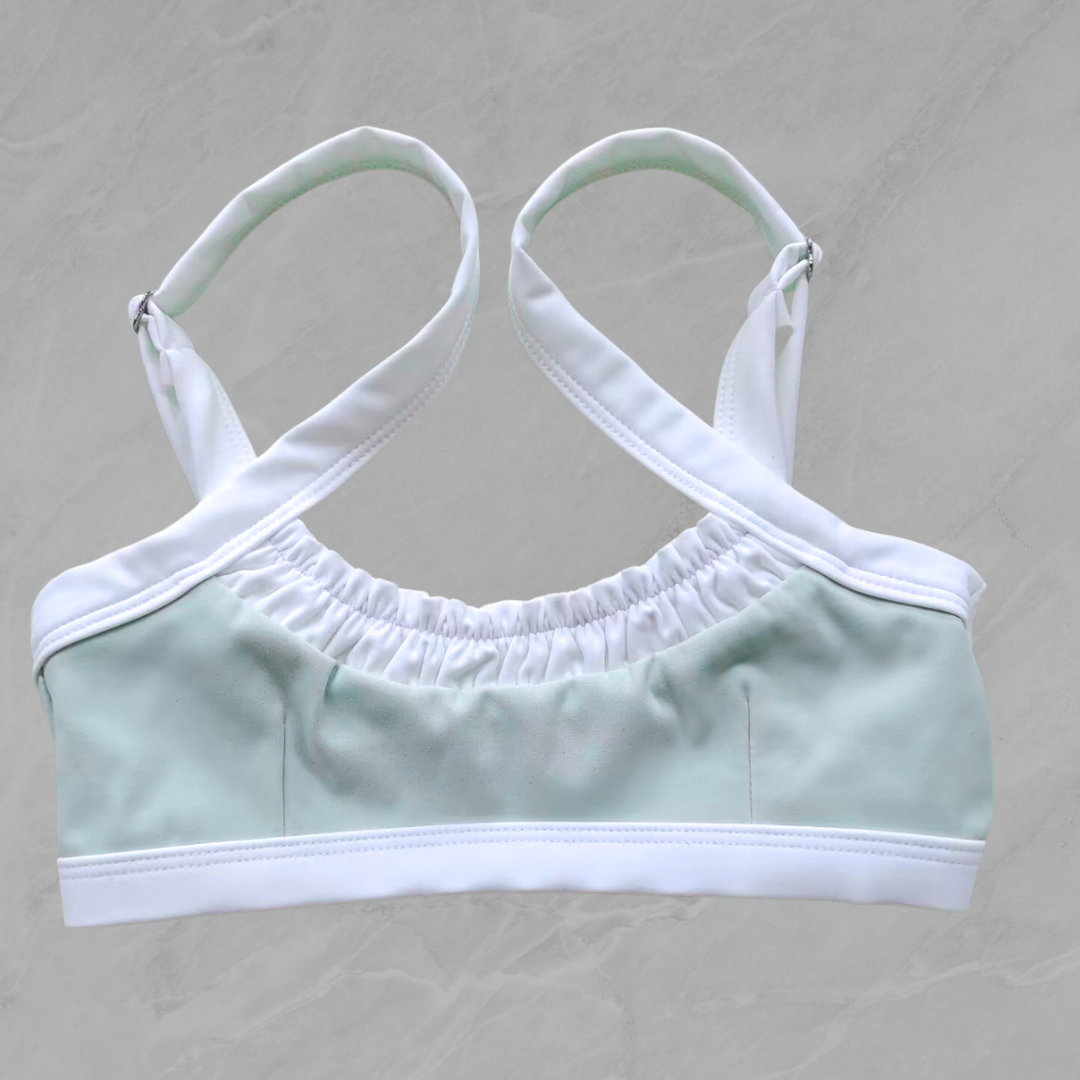 Ruche Crop - Pistachio & White