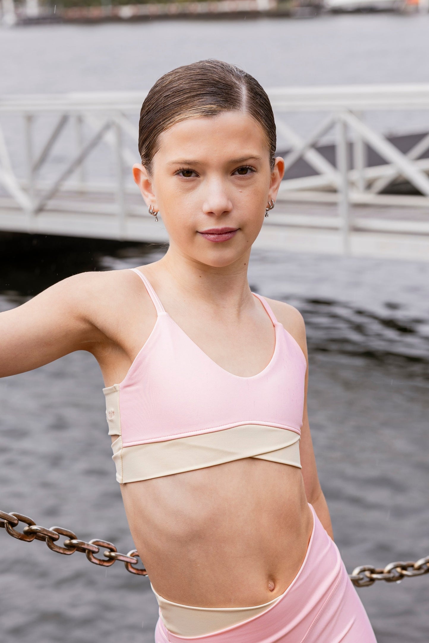 Shannon Crop - Baby Pink & Cream