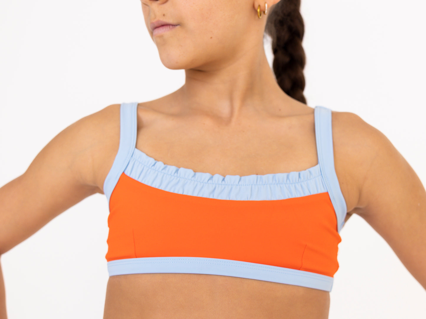 Ruche Crop - Chilli Red & Costa Blue