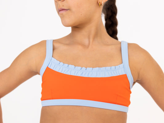 Ruche Crop - Chilli Red & Costa Blue