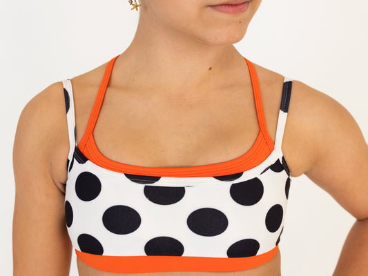 Stack Crop - Polka Dot & Chilli Red