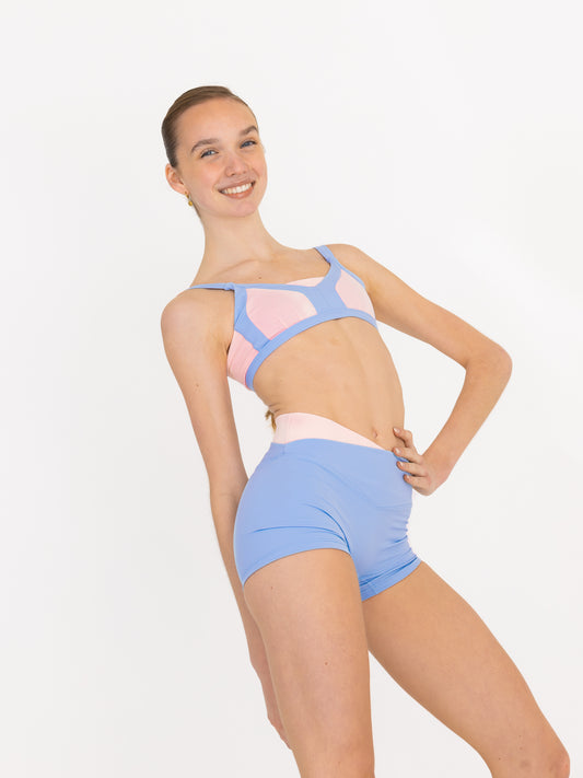 Victory Shorts – Baby Pink & Costa Blue