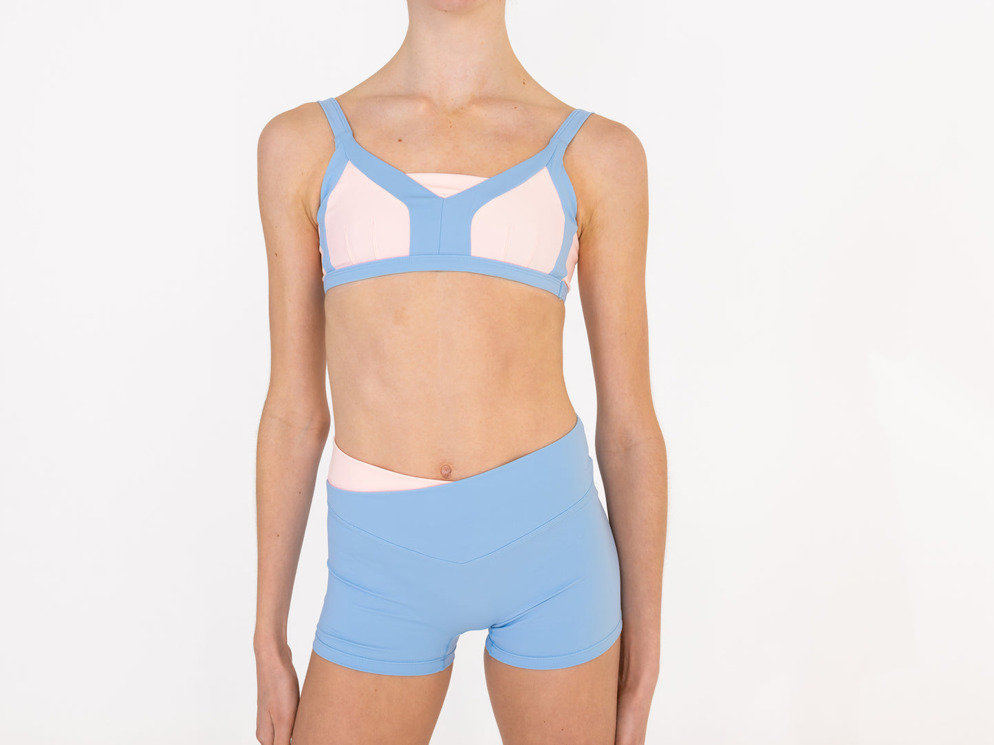 Victory Shorts – Baby Pink & Costa Blue