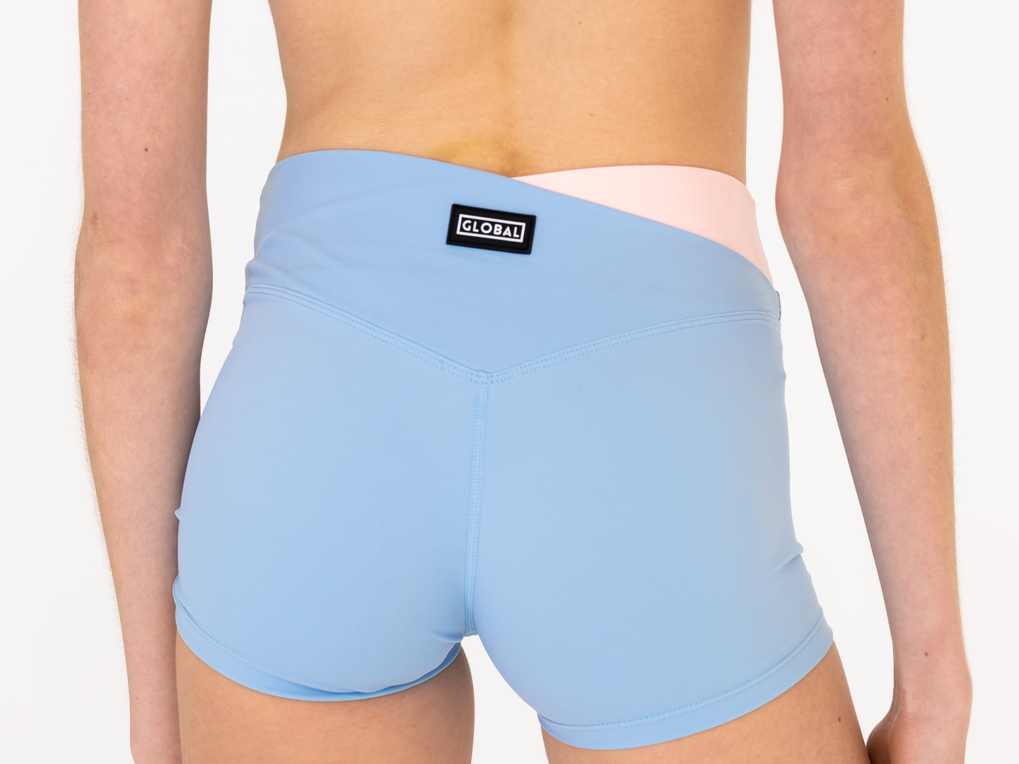 Victory Shorts – Baby Pink & Costa Blue
