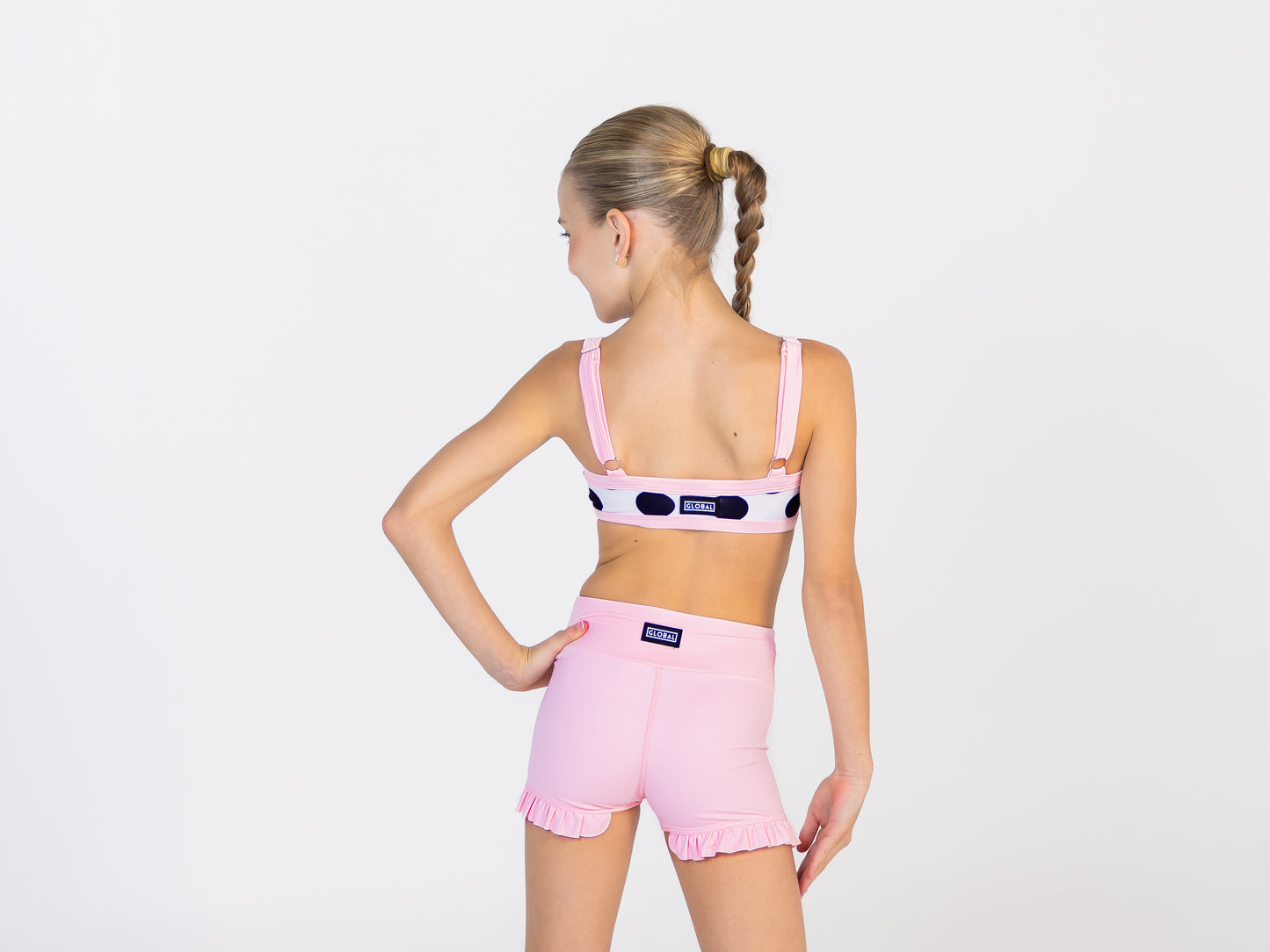 Ruche Crop - Polka Dot & Baby Pink