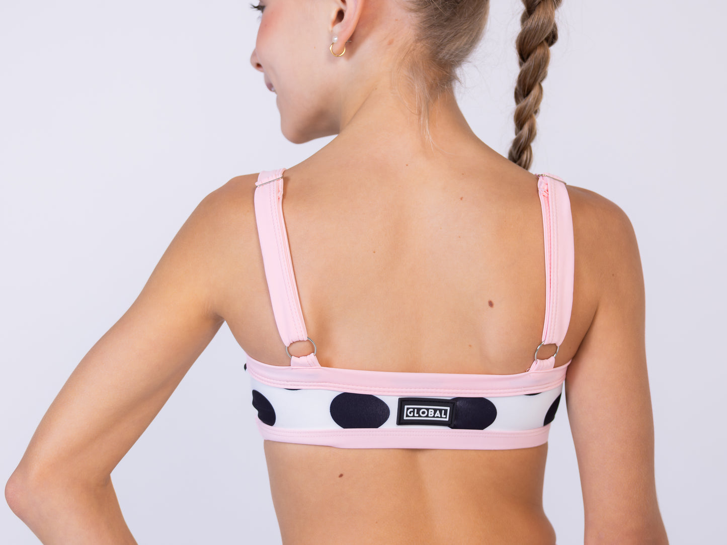 Ruche Crop - Polka Dot & Baby Pink
