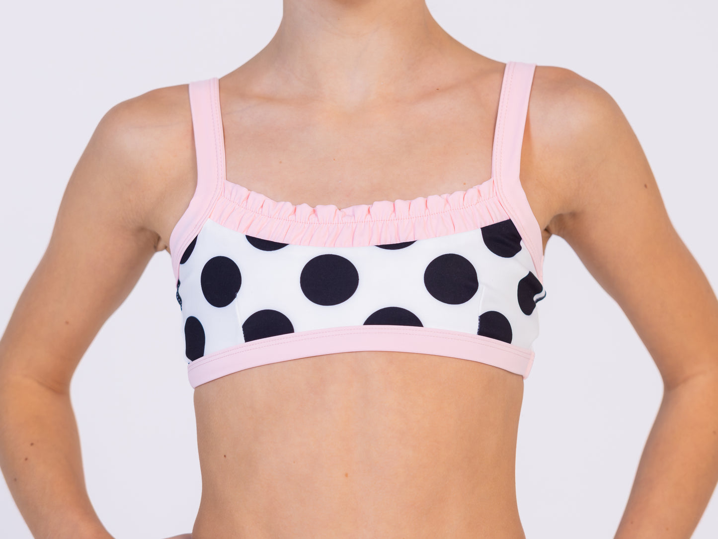 Ruche Crop - Polka Dot & Baby Pink