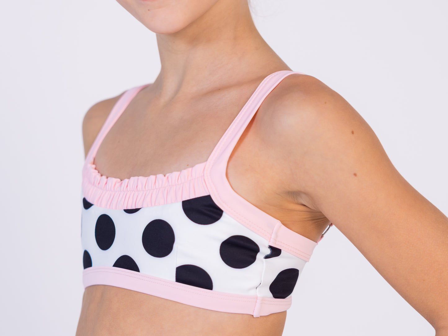 Ruche Crop - Polka Dot & Baby Pink