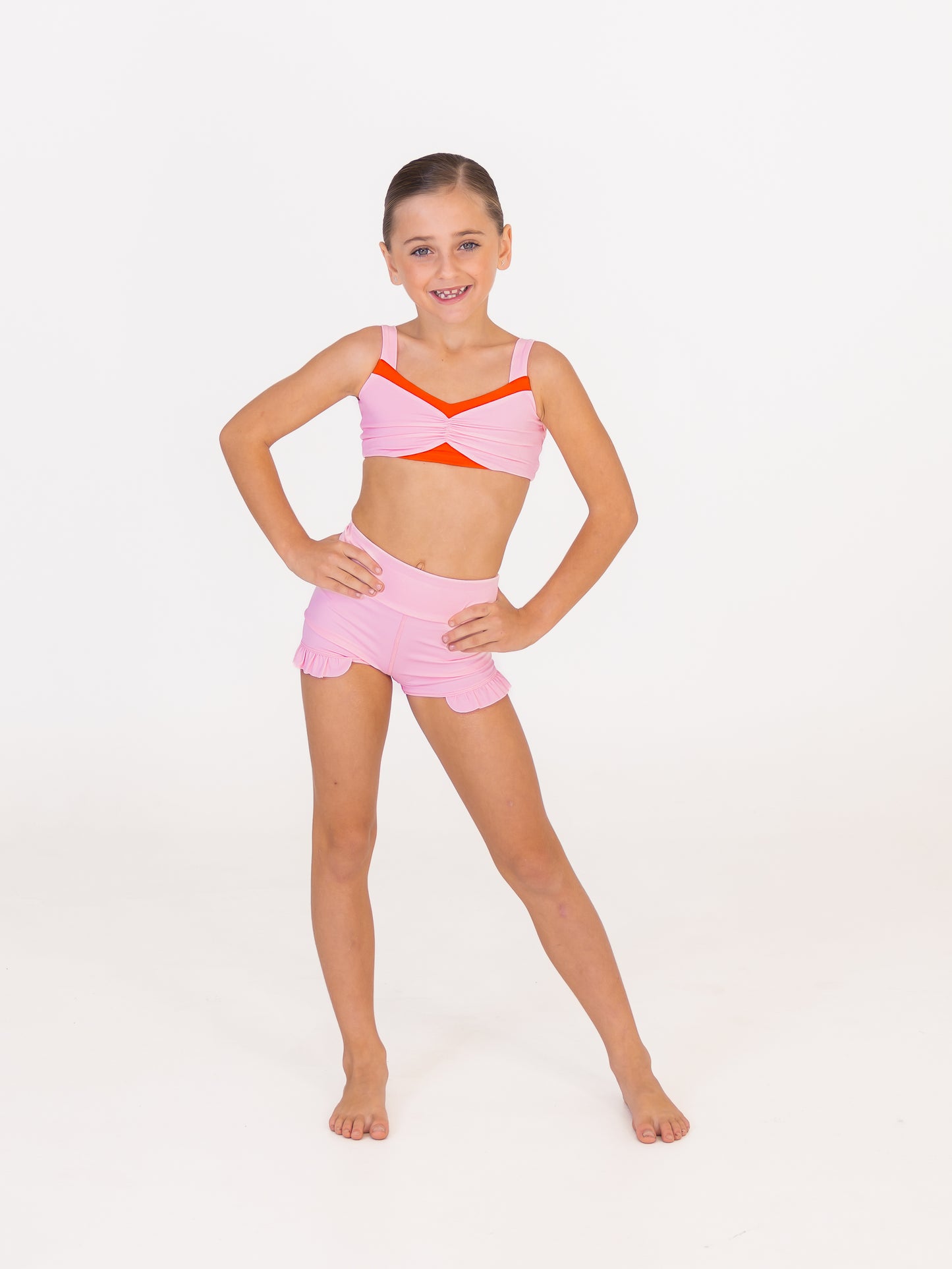 Frilled Bike Shorts – Baby Pink