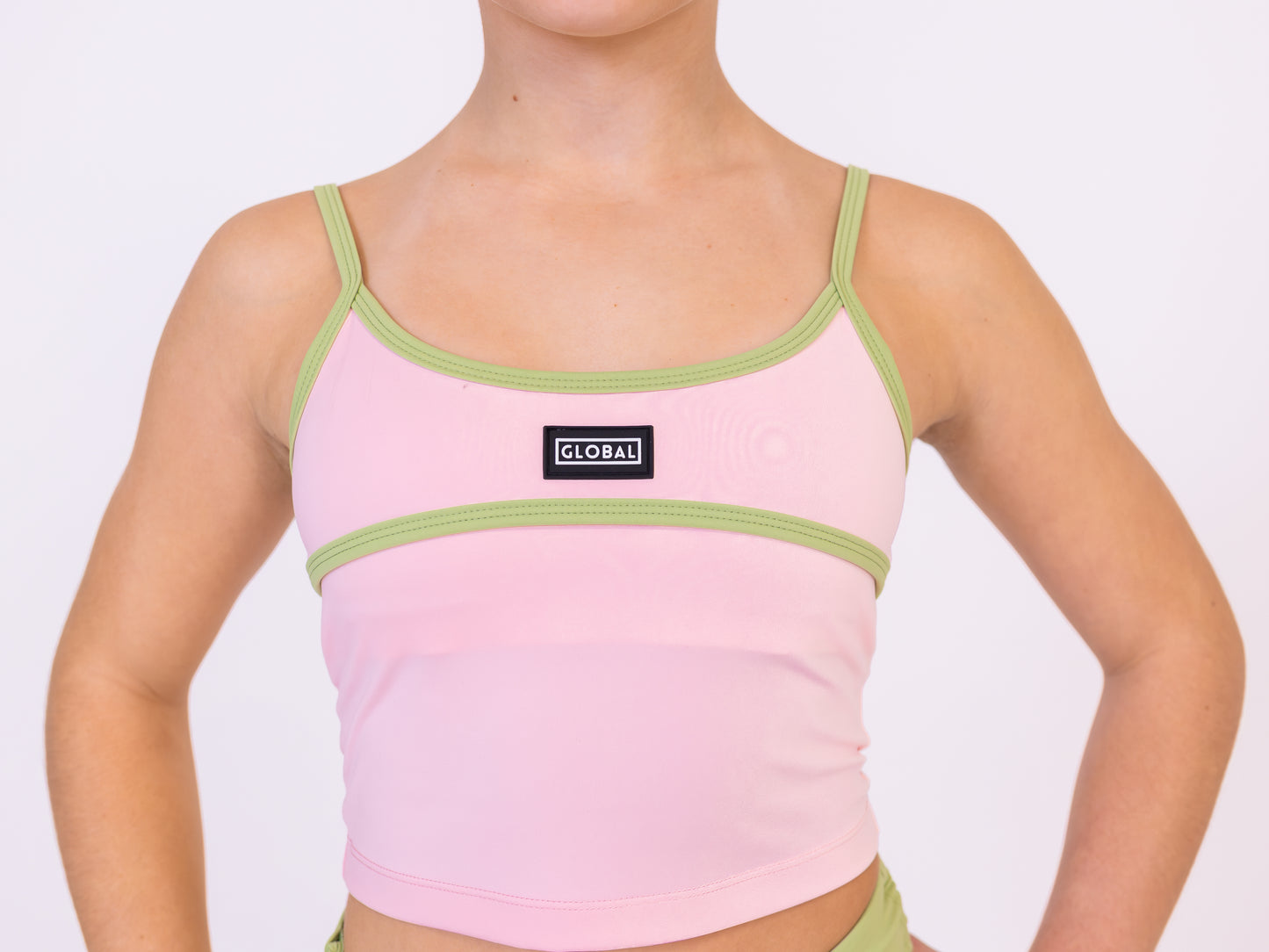 The Global Tank - Baby Pink & Verde Green