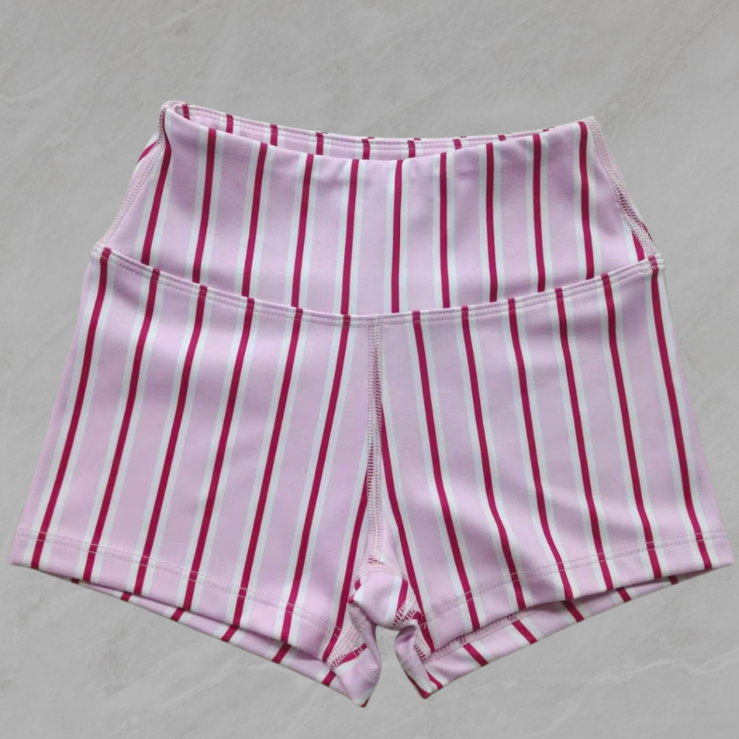 Global Bike Shorts – Pink striped print